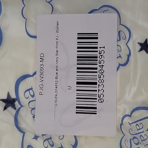 Women's Blue and Ivory Star Print PJ Set  - Long Sleeve - Picture 3 of 4